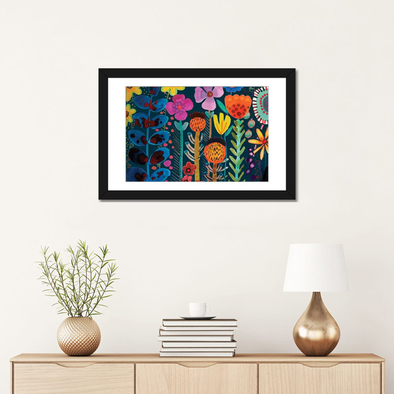 Silk Road, peinture sur toile, Papier d'art encadré noir, H 16 po x l 24 po x P 1 po
