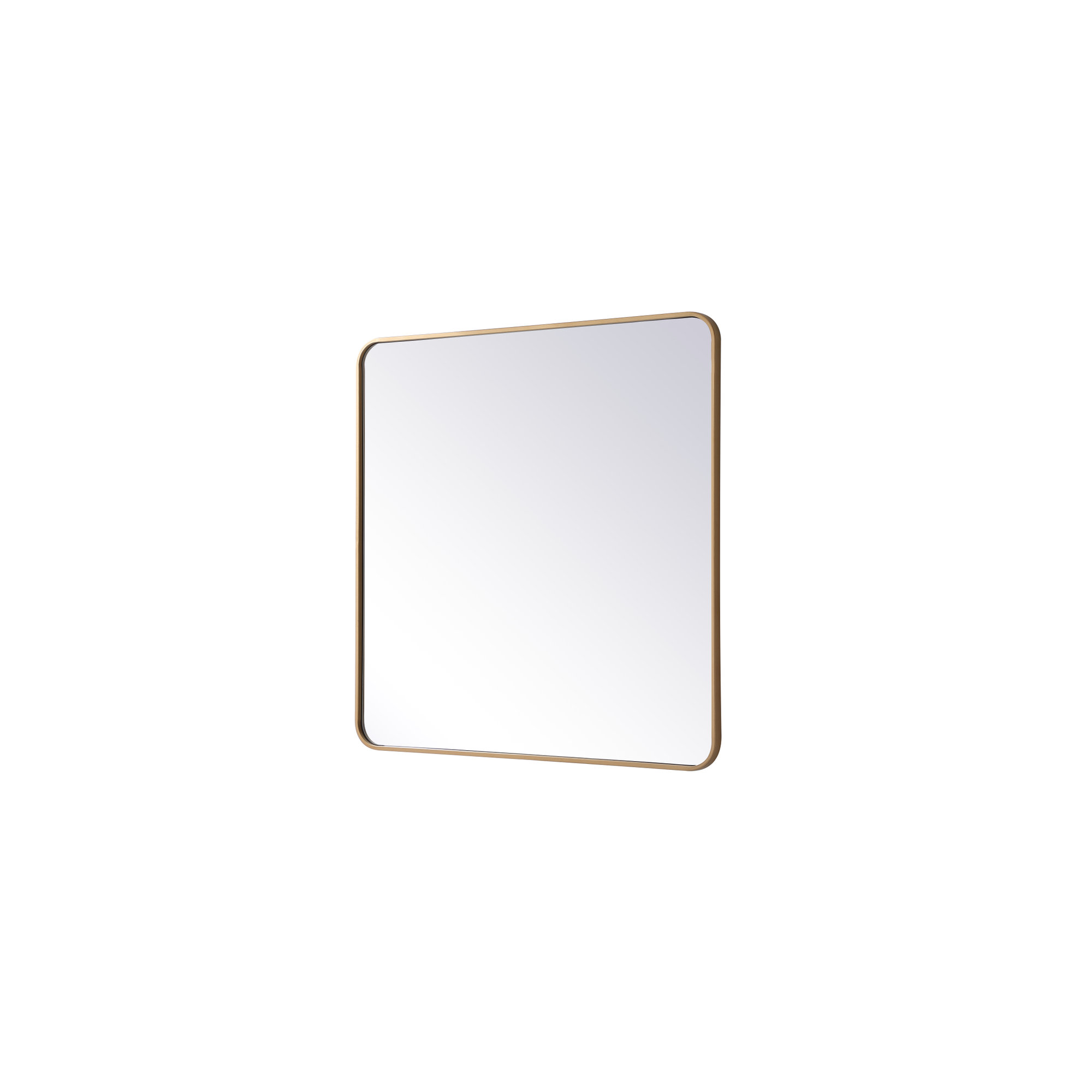 Sabine Metal Rounded Rectangle Wall Mirror, 36" x 36", Brass