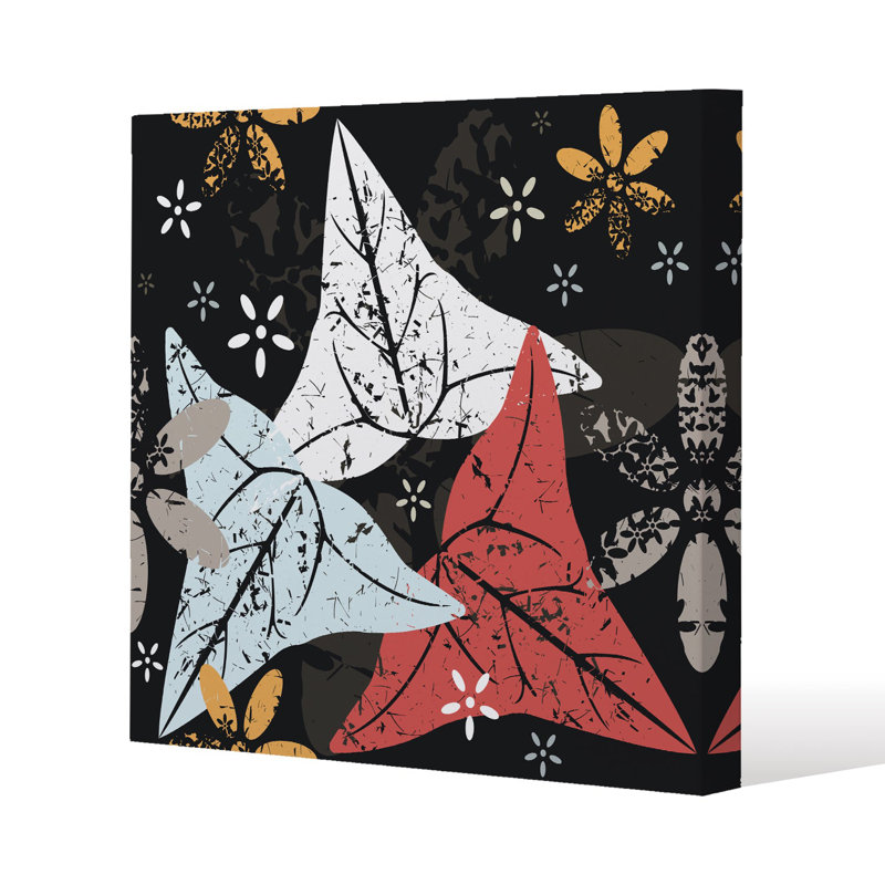 Leaves And Flowers. Autumn pattern Slim Style Canvas Print, 15mm Slim Real wood., 60 cm H x 60 cm W