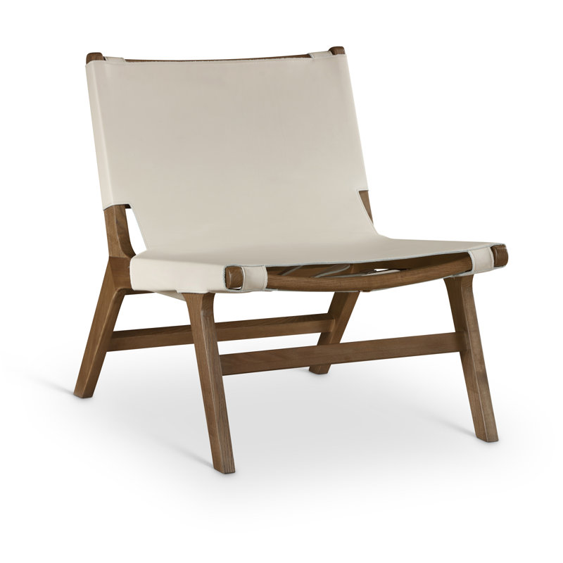 Fauteuil d'appoint en cuir Rawlins, Noyer, Cuir végétalien beige