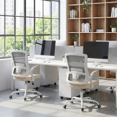 Neeya Ergonomic Home Ofiice Mesh Chair Computer Chair with Flip-Up Arms and Steel Base
