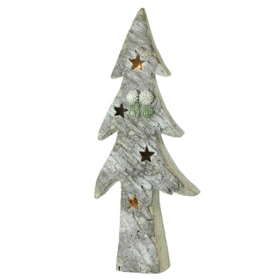 30" White and Green LED Lighted Glitter Artificial Christmas Tree Tabletop Decor