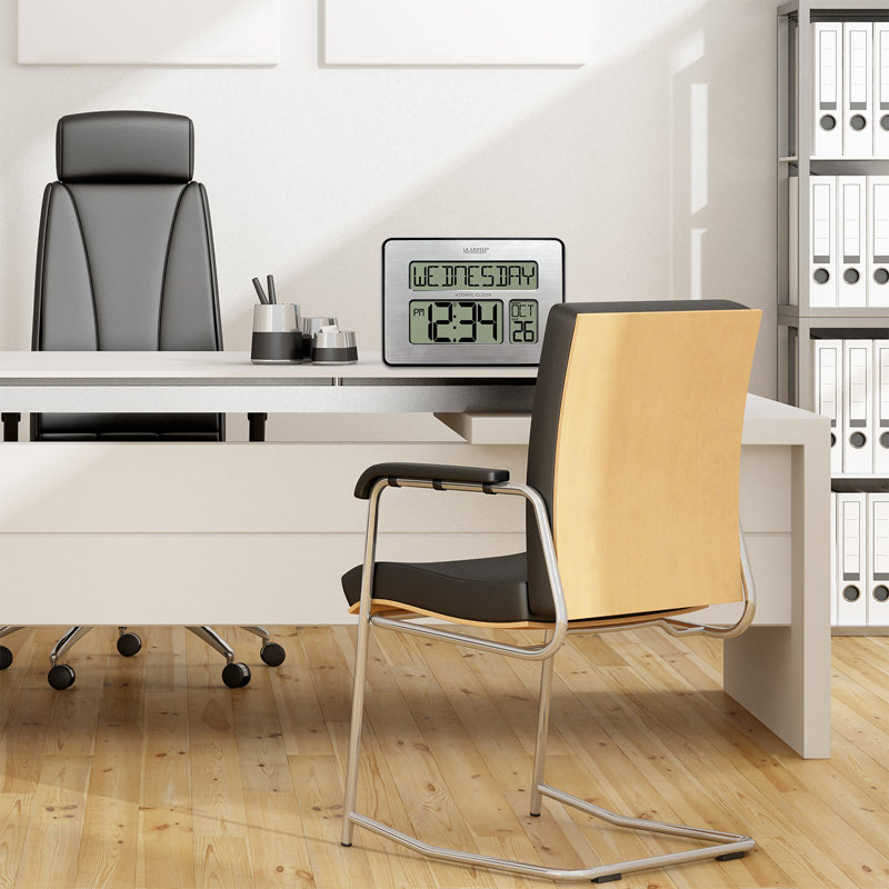 Weatherspoon Atomic Digital Calendar Clock, Brushed Silver
