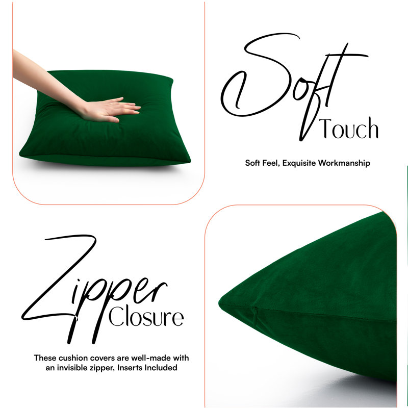 Plain Velvet Cushion Cover-(Pack of 4), Embrald