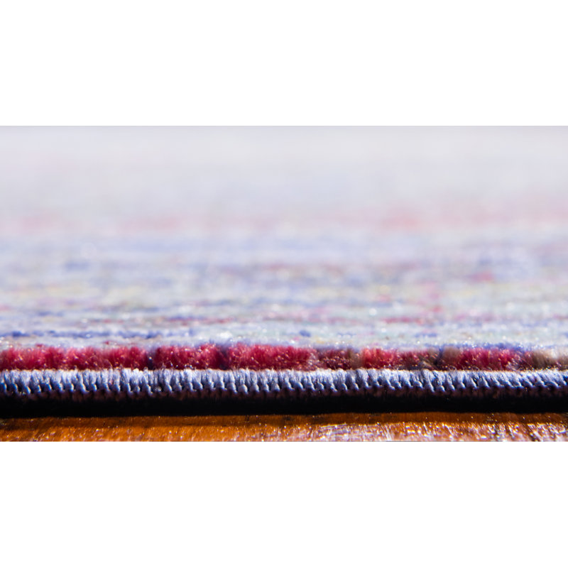 Tapis violet / bourgogne / bleu marine / jaune Maggie, Rectangle 5 pi 1 po x 8 pi