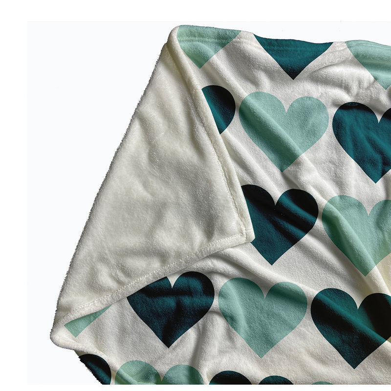 Jeté Alternating Hearts, Appétit bleu sarcelle, L 30 po x L 39,75 po