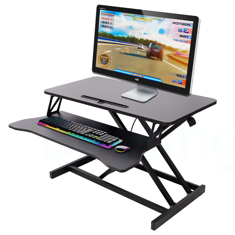 Adjustable Height Standing Laptop Desk,Adjustable Sit to Stand Up Workstation with Keyboard Tray, Black