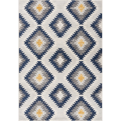 Tapis bleu abstrait Kymiere