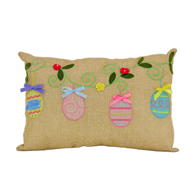 National Tree Company 18"x10" Decorated Eggs Easter Pillow