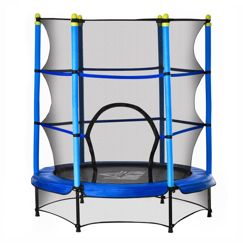 150 Cm Garden Trampoline With Safety Net, Blue
