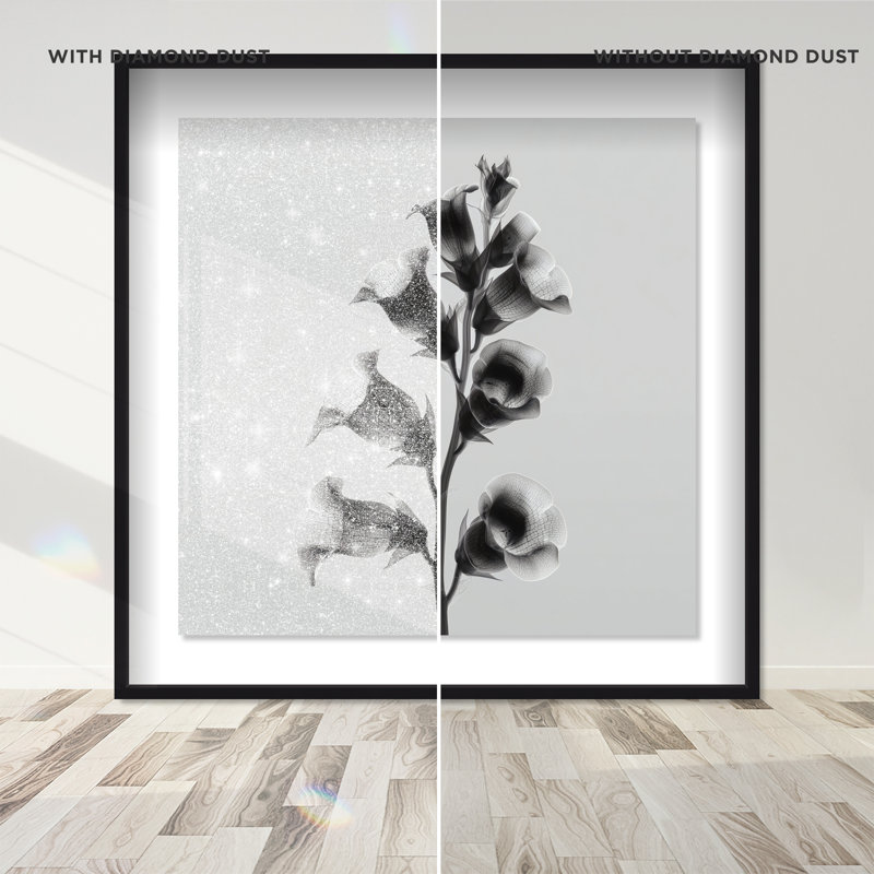 Ossified Petals I Shadowbox Floral & Botanical Print by Oliver Gal, Black Frame, 12 x 12, 21.5"H x 21.5"W, Black Shadowbox
