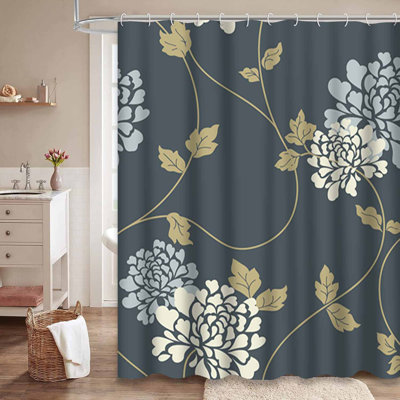Rideau de douche imperméable rétro à motif de tourbillons rétro avec 12 crochets