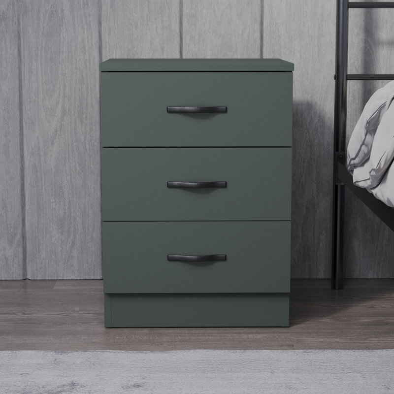 Maybery 3 - Drawer Bedside Table Nightstand, Green