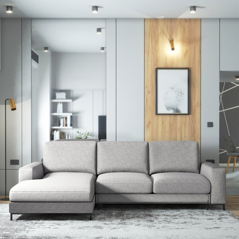 Benites 3 Seater Sofa Bed, Left Hand Facing, Light Grey