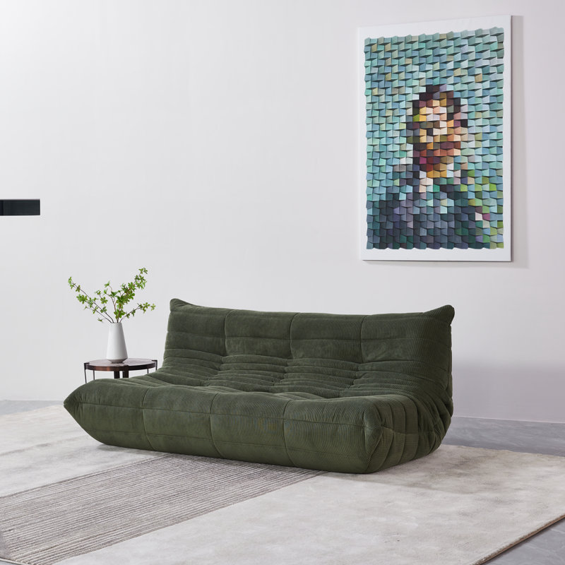 Canapé sans accoudoirs Humira, Velours côtelé vert