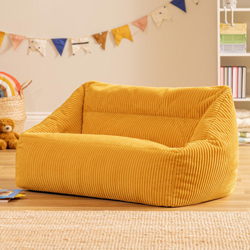 Corduroy Bean Bag Sofa, Yellow