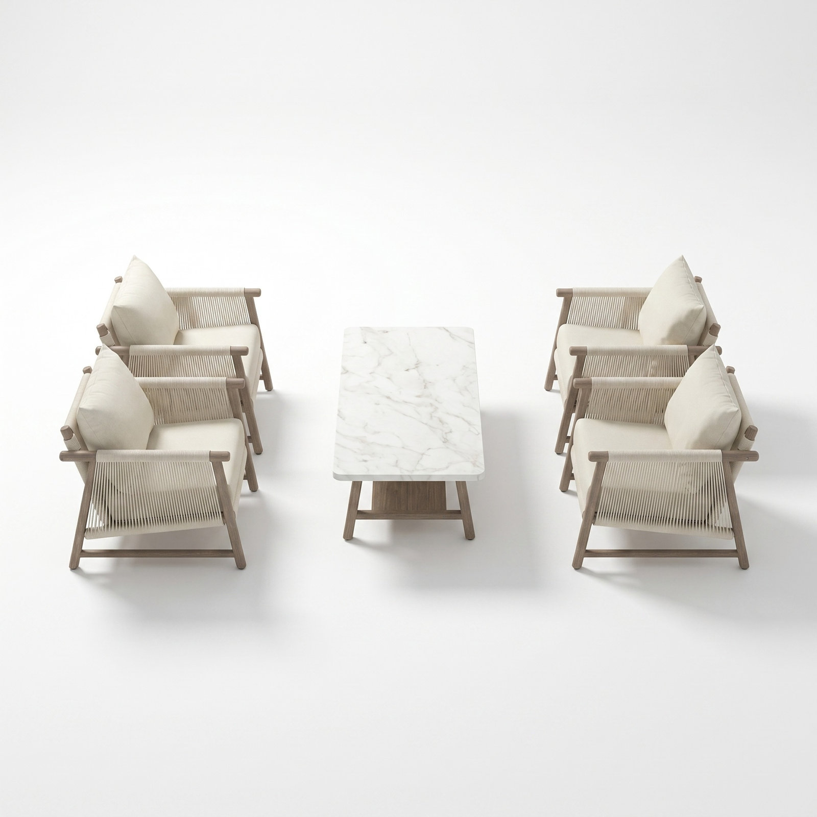Naomie 8-Person Acacia Patio Seating Group, 5 Pcs: Table, 4 Chairs