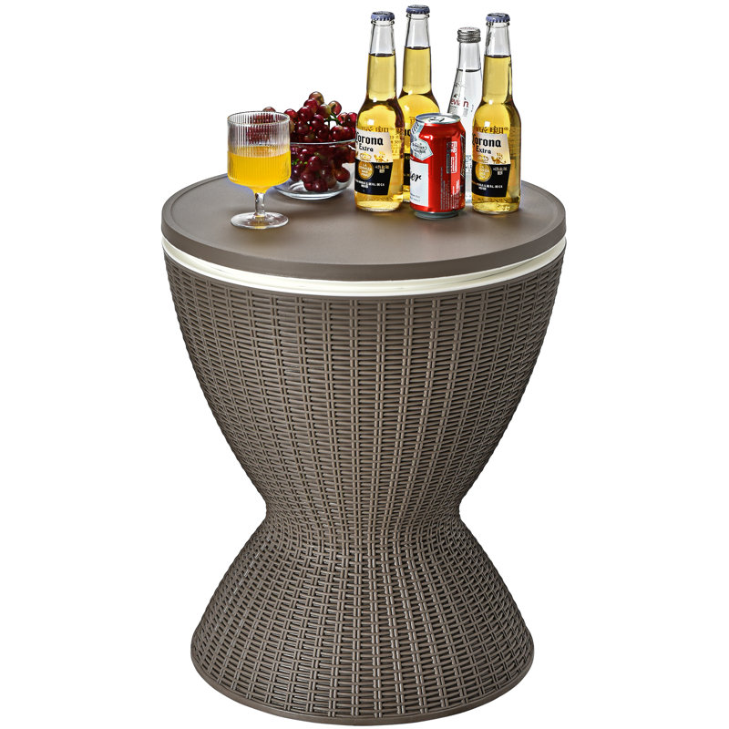 Teague Round Metal Outdoor Bar Table , 49cm cm W 49cm cm D, Brown