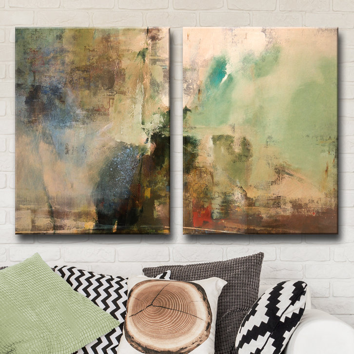 « etabx iii »-2 pièces, ensemble de 2 reproductions d’art sur toiles tendues, H 20 po x l 32 po x P 1,5 po
