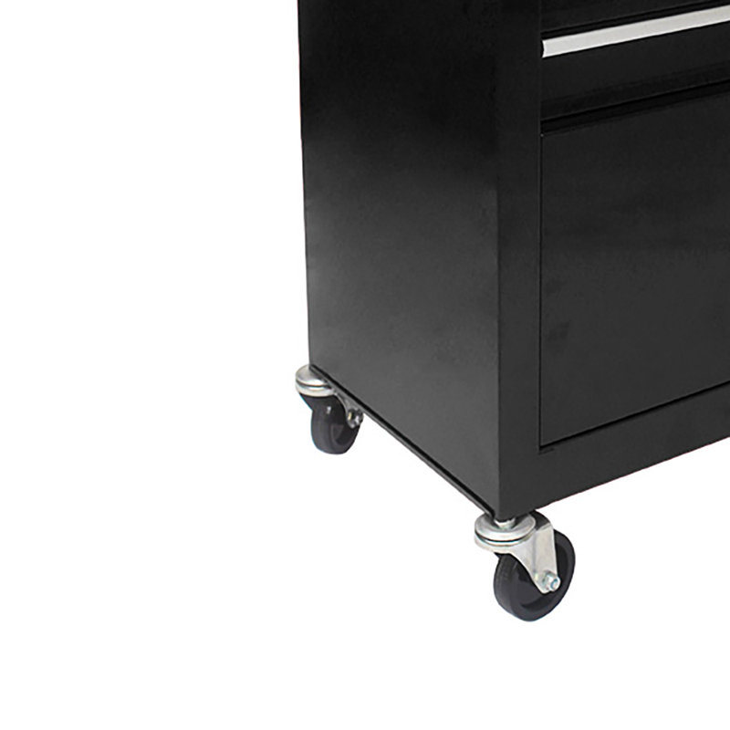 Armoire à outils de rangement pour le travail en acier à 4 tiroirs avec roulettes et poignée, Noir