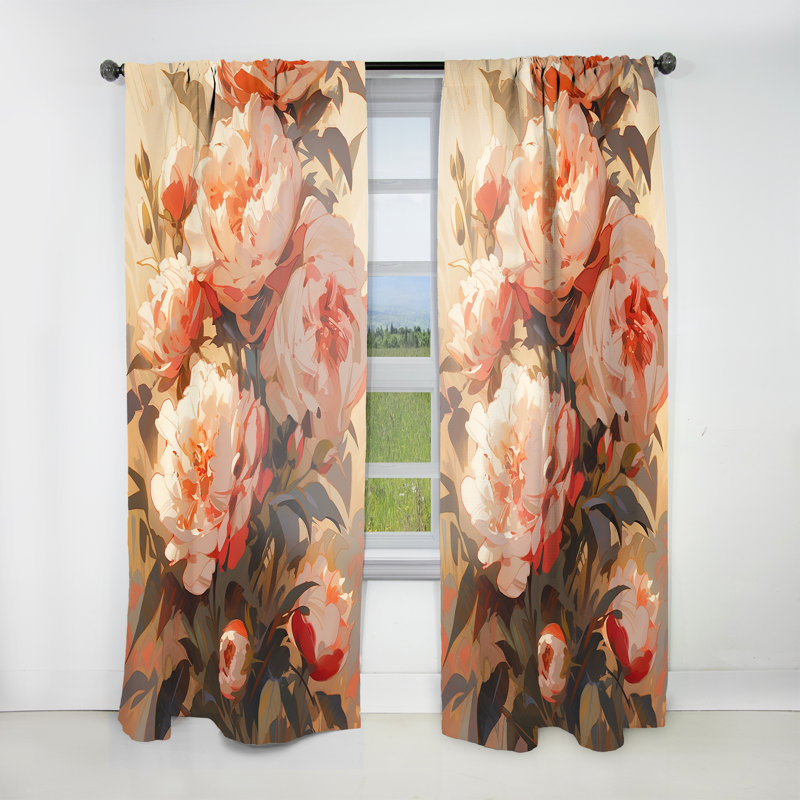 Burns Peony Whispers Bouquet III - Rideau pivoine - Velours obscurcissant - 1 panneau, L 52 po x L 95 po