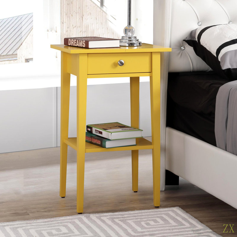 Table de chevet contemporaine pour espaces modernes, Jaune