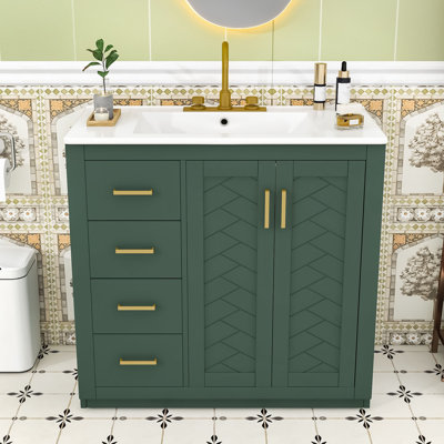 Meuble-lavabo de qualité supérieure avec lavabo encastré - Tiroirs à fermeture en douceur