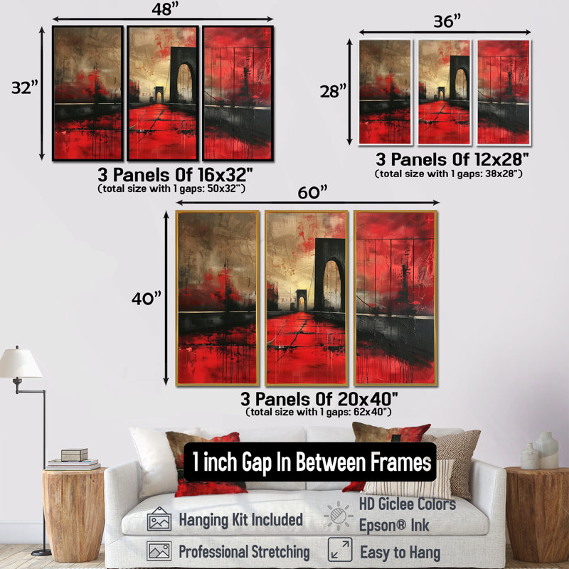 Ensemble de décoration murale noir et rouge, Cadre noir, H 40 po x l 60 po