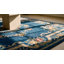 Antique Blue Color Floral Design Chinese Art Deco Wool Pile Rug