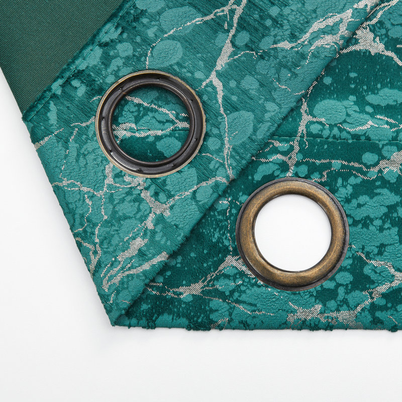 Deavion Velvet Curtains Metal Grommets Room Darkening with Gold Foil Print 2 Panel Set, 40" W x 90" L, Teal