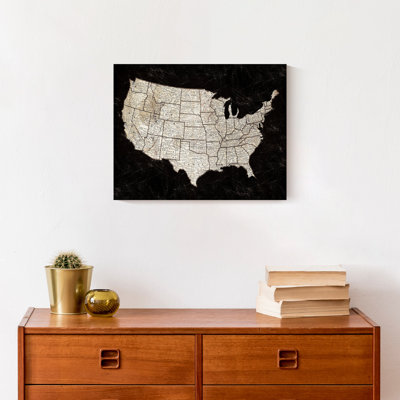 Carte des États-Unis noire sur toile