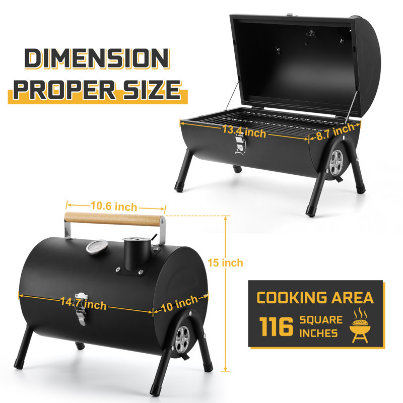 Wilmall 16'' W Portable Charcoal Grill