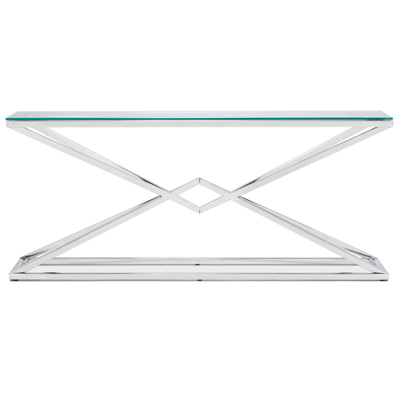 Mongillo 71'' Glass Top Console Table, Silver