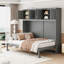 Grand lit escamotable mural avec armoires supérieures, gris-2136354144