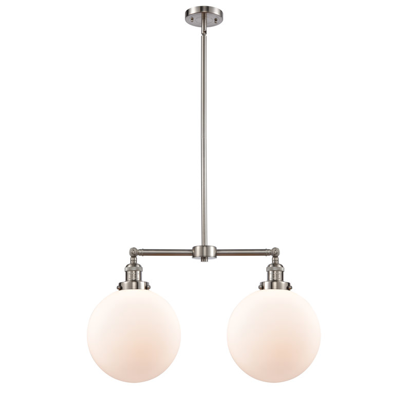 Lustre unique à 2 lumières Clermont, Ampoule non incluse, Nickel satiné brossé