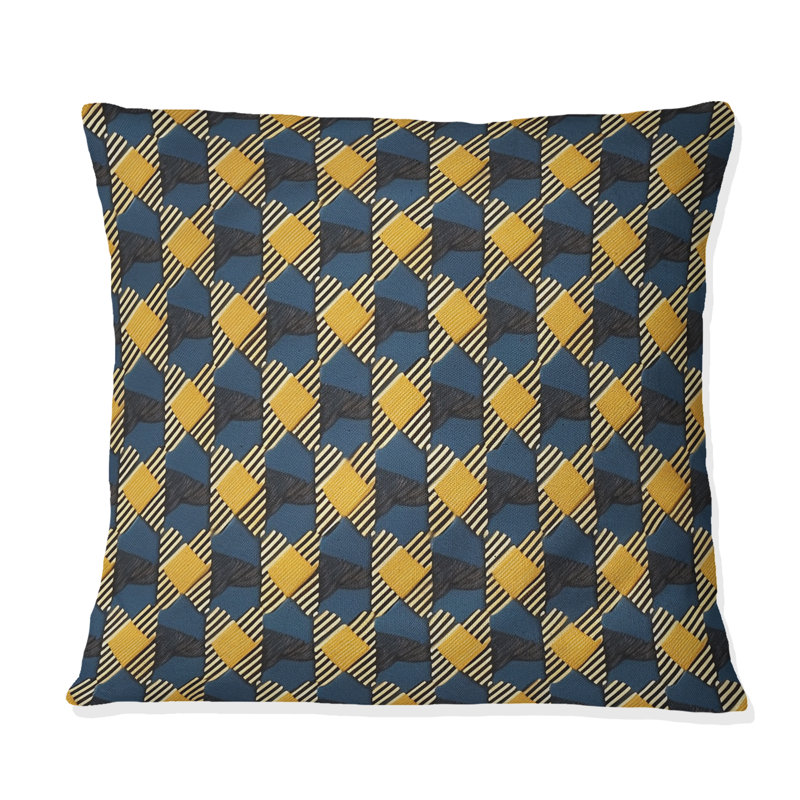 Coussin jaune moderne Modern Houndstooth II, H 18 po x l 18 po