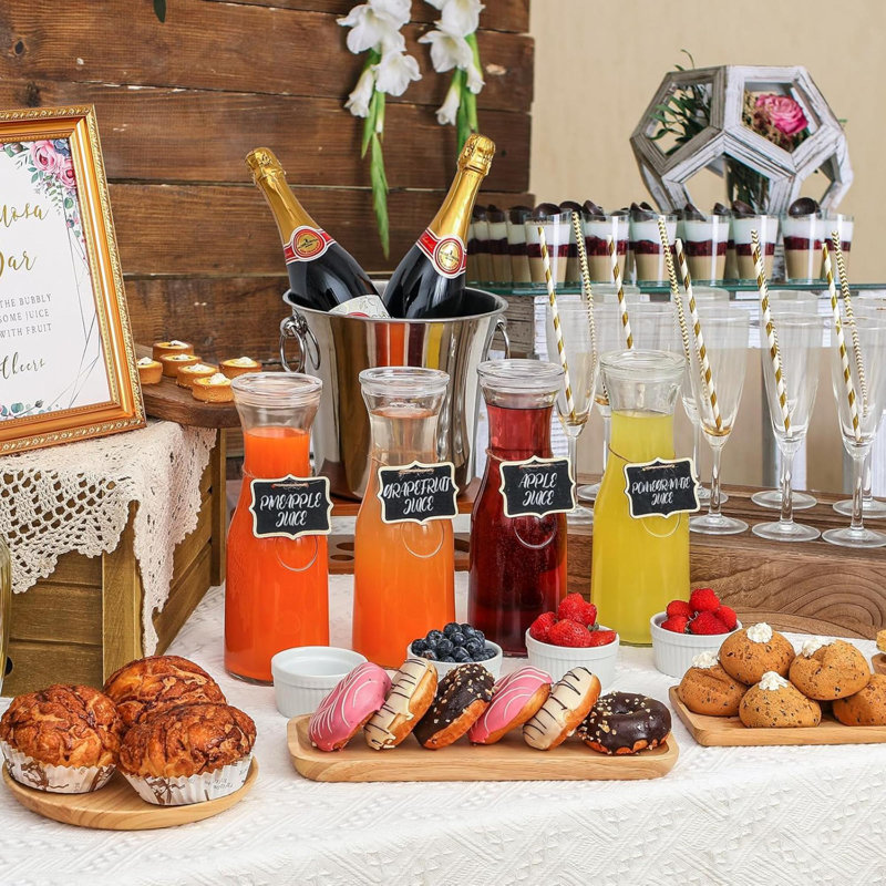 Ensemble de 6 carafes en verre avec couvercle carafe à boisson en verre transparent de 1 litre pour bar brunch Mimosa