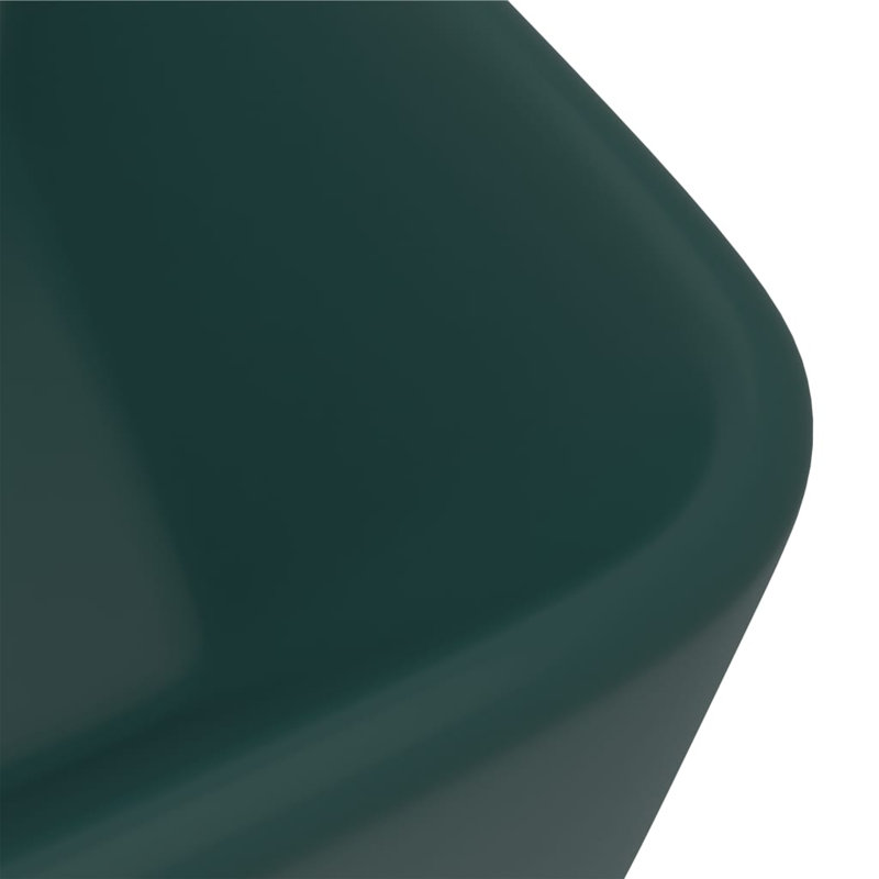 Belfry Bathroom Basque 161mm L x 300mm W Ceramic Rectangular Countertop Basin Sink, Dark Green