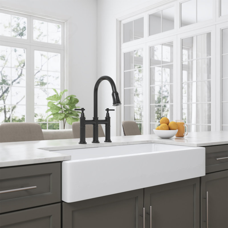 Évier de cuisine à tablier frontal blanc L 37 po x l 19 po