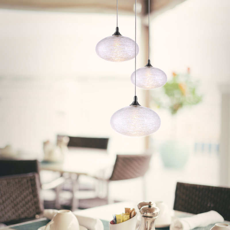 Luminaire suspendu en forme de globe à DEL 3 lumières Alvie, Chrome