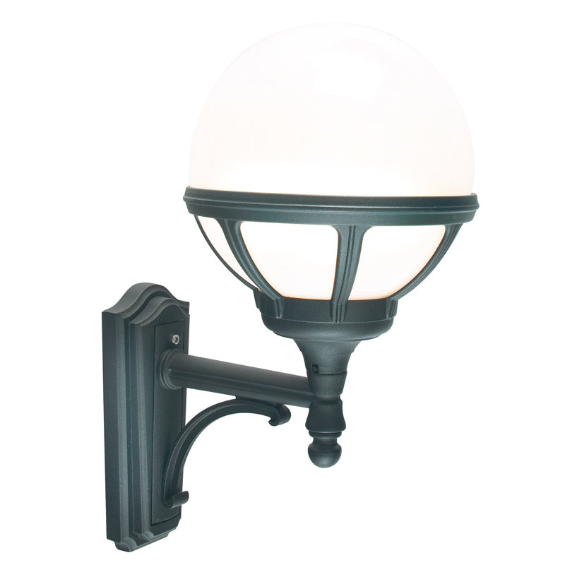 Uckfield Outdoor Armed Sconce, Black and Gold with Smoked Shade