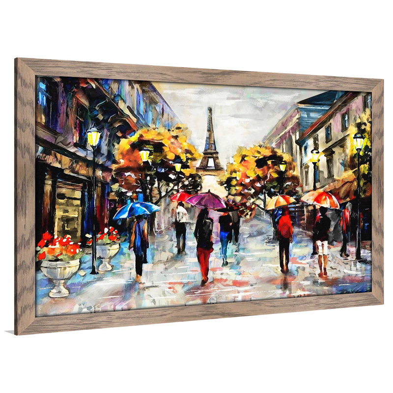 «Paris Streets», reproduction encadrée, H 21,5 po x l 27,5 po x P 0,75 po, Cadre taupe délavé
