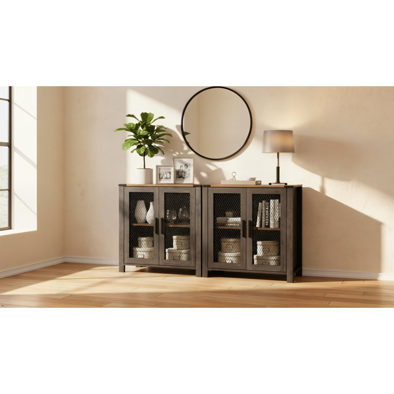Farmhouse Entryway Storage Console，Rustic Black, Black