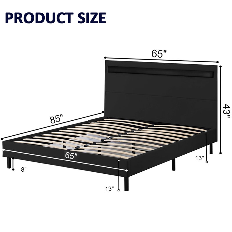 Grand lit plateforme Sarnia, Noir