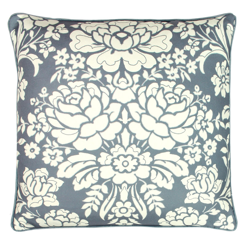 Floral Square Cushion Cover, Slate Blue