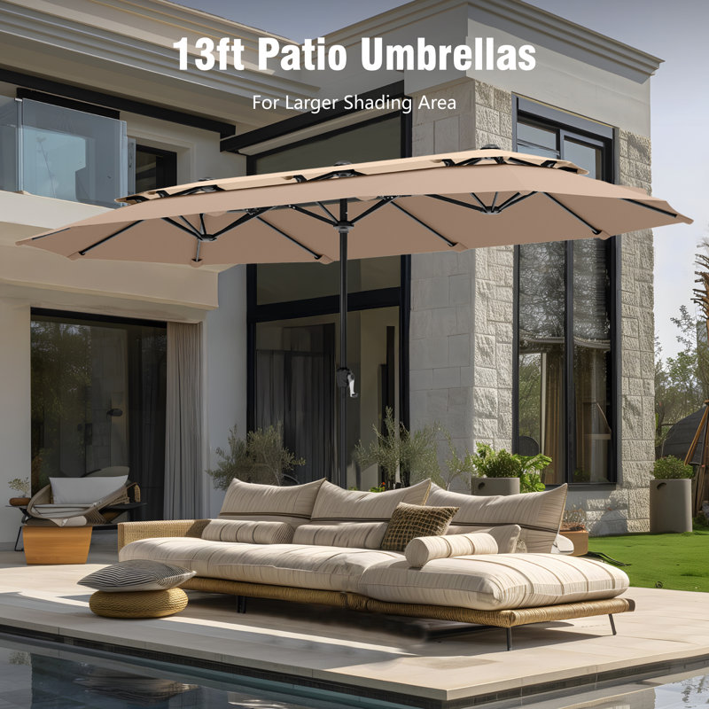 Rectangular Market Parasol, Dark Beige, 198.1cm W x 396.2cm D