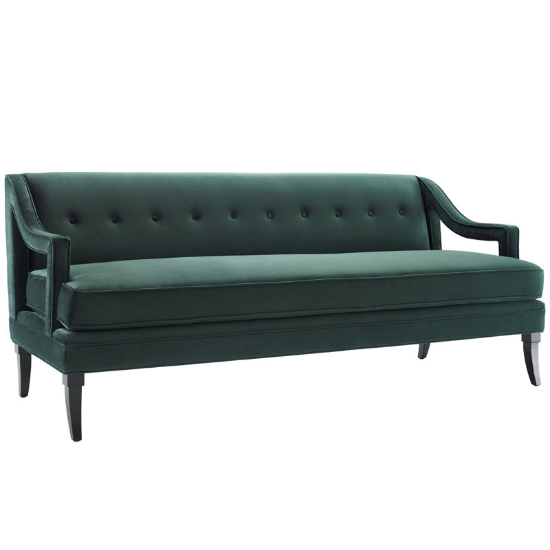 Modway Copper Grove Donji Button-tufted Upholstered Velvet Sofa, Green