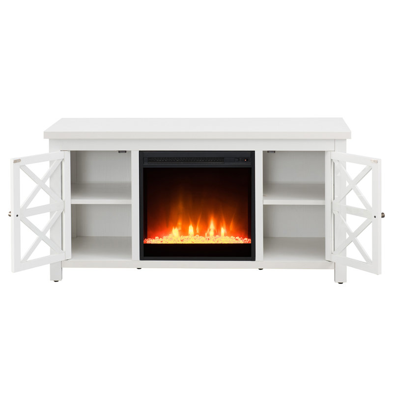 Colton TV Stand for TVs up to 55" with Fireplace Included, White