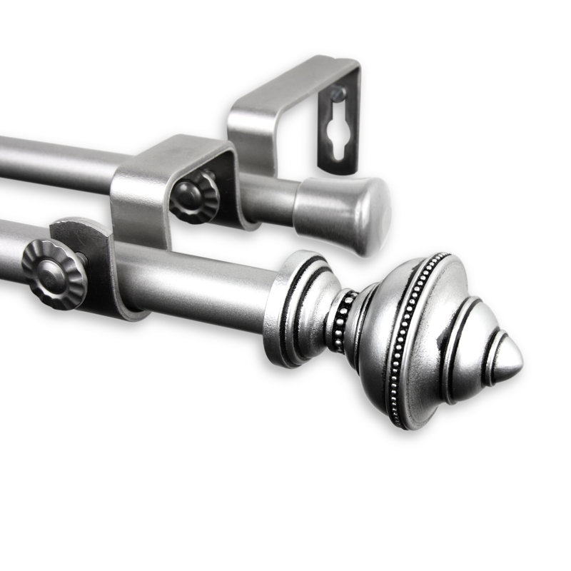 Tringle à rideaux double Bane, 28 po - L 48 po, Nickel satiné