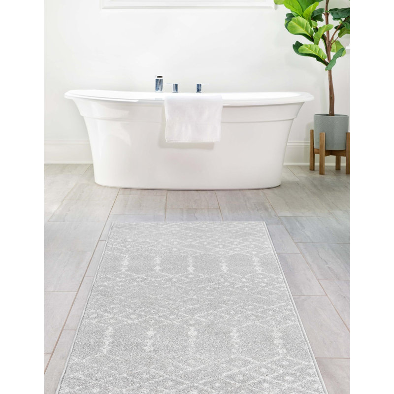 Tapis gris clair Karg, Tapis de couloir 2 pi 11 po x 13 pi